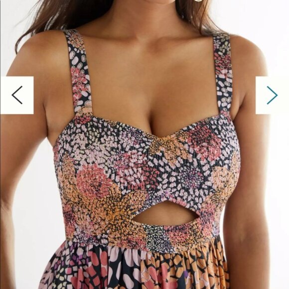 GEISHA DESIGNS Printed Cutout Smocked Maxi Dress XS - Picture 2 of 8